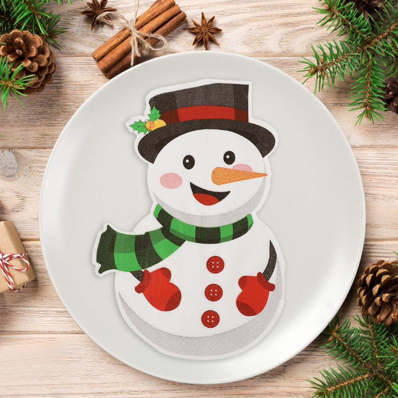 Home Decor Scrap - 20 Stück/Beutel Weihnachts-Einweg-Papierservietten Niedliche Schneemann-Baum-Servietten Weihnachtsparty