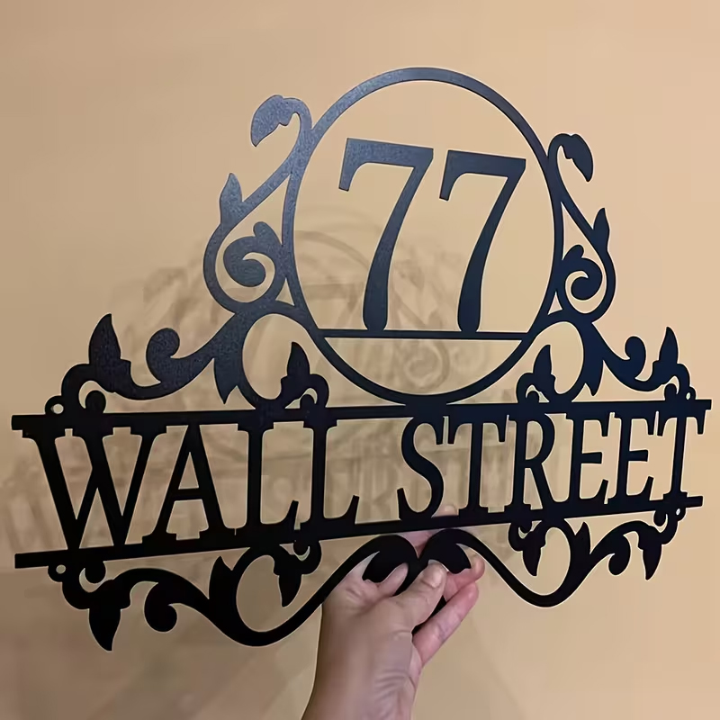 Home Decor For Wedding - Individuelles Hausnummern- und Straßennamensschild aus Metall