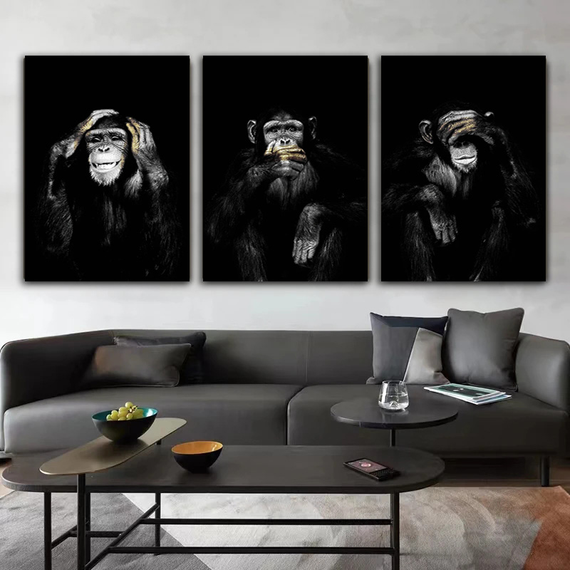 Home Decor Mirror - Lustiger Affe, HD-Poster, Leinwandgemälde, Tier-Wandkunst, dunkle