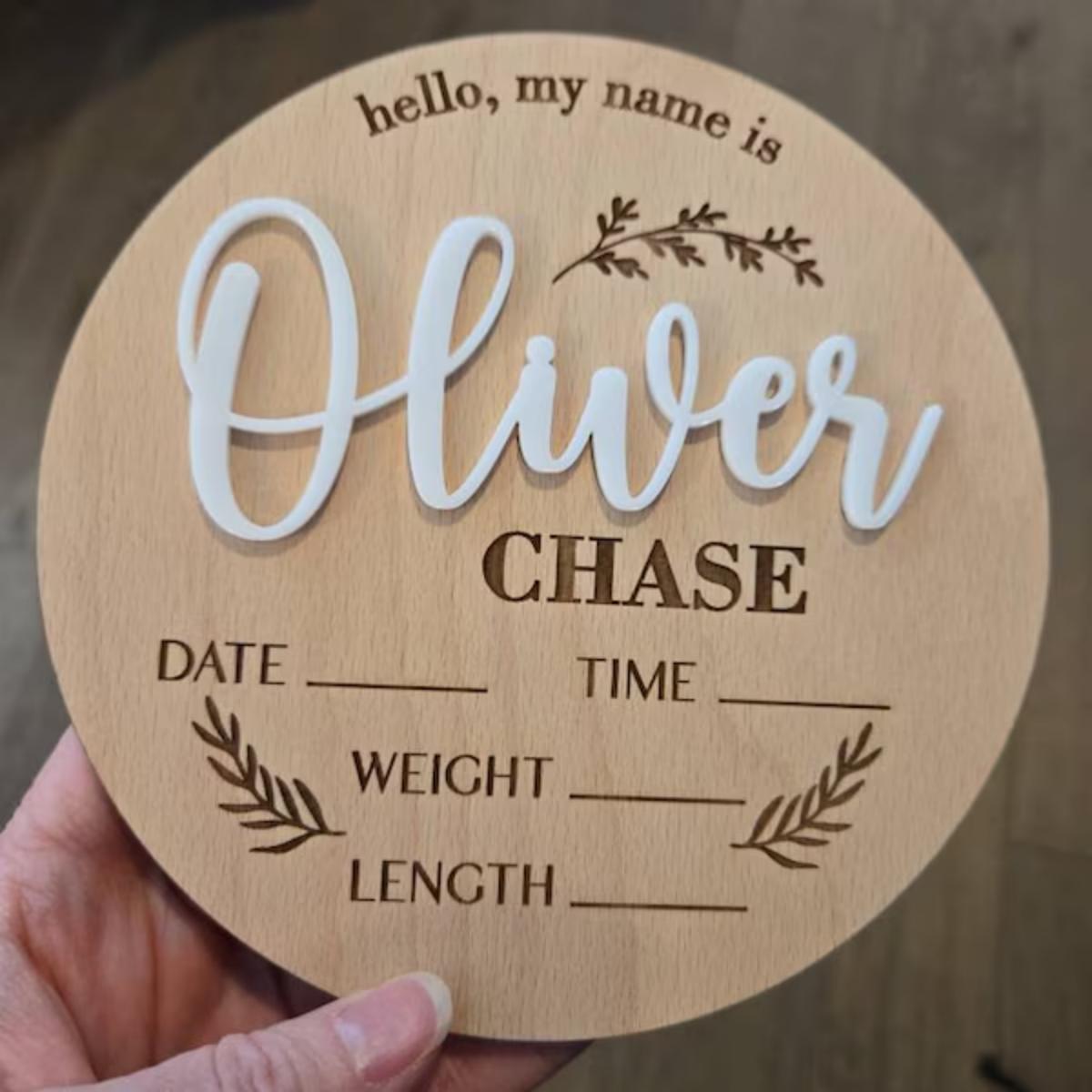 Home Decor For Wedding - 1 Stück personalisiertes Baby-Ankündigungsschild aus Holz,
