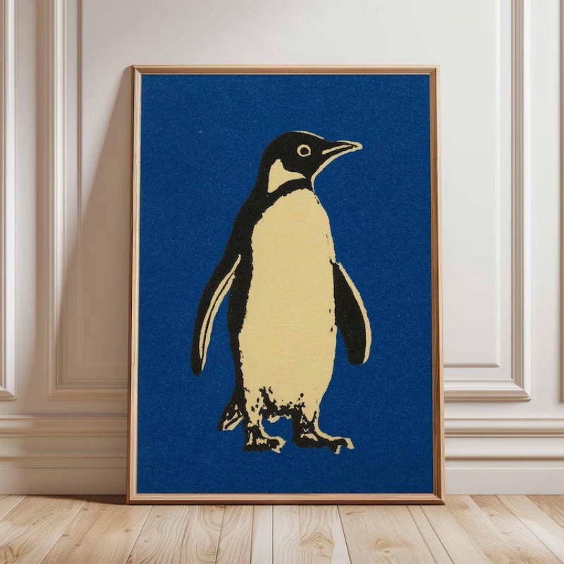 Home Decor Design Ideas - Pinguin Pop-Art-Druck Minimalistische Tier-Wandkunst | Retro-Poster-Design