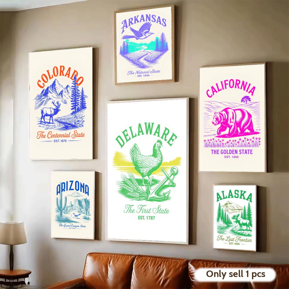 Home Decor Design Ideas - Tiermotiv US-Staaten Kunst-Design Poster Moderne Selbstklebende