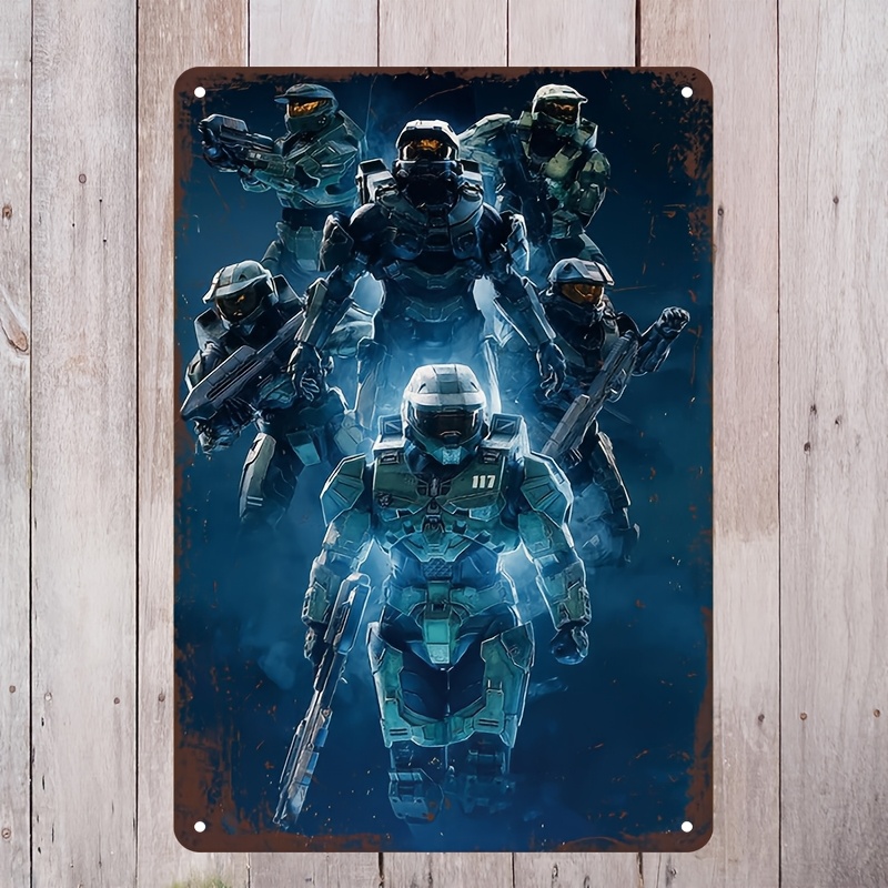 Home Decor Video - Halo-inspiriertes Metall-Wandkunst-Schild, Lebhaftes Master Chief &