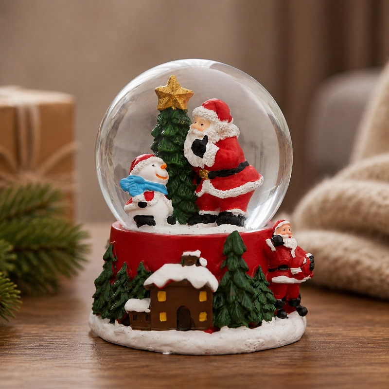 Home Decor Xmas Gifts - Nicht-Leuchtende Weihnachtsmann-Schneekugel Weihnachtsdekoration Mini-Kristallkugel Ornament Weihnachts-Tischdekoration