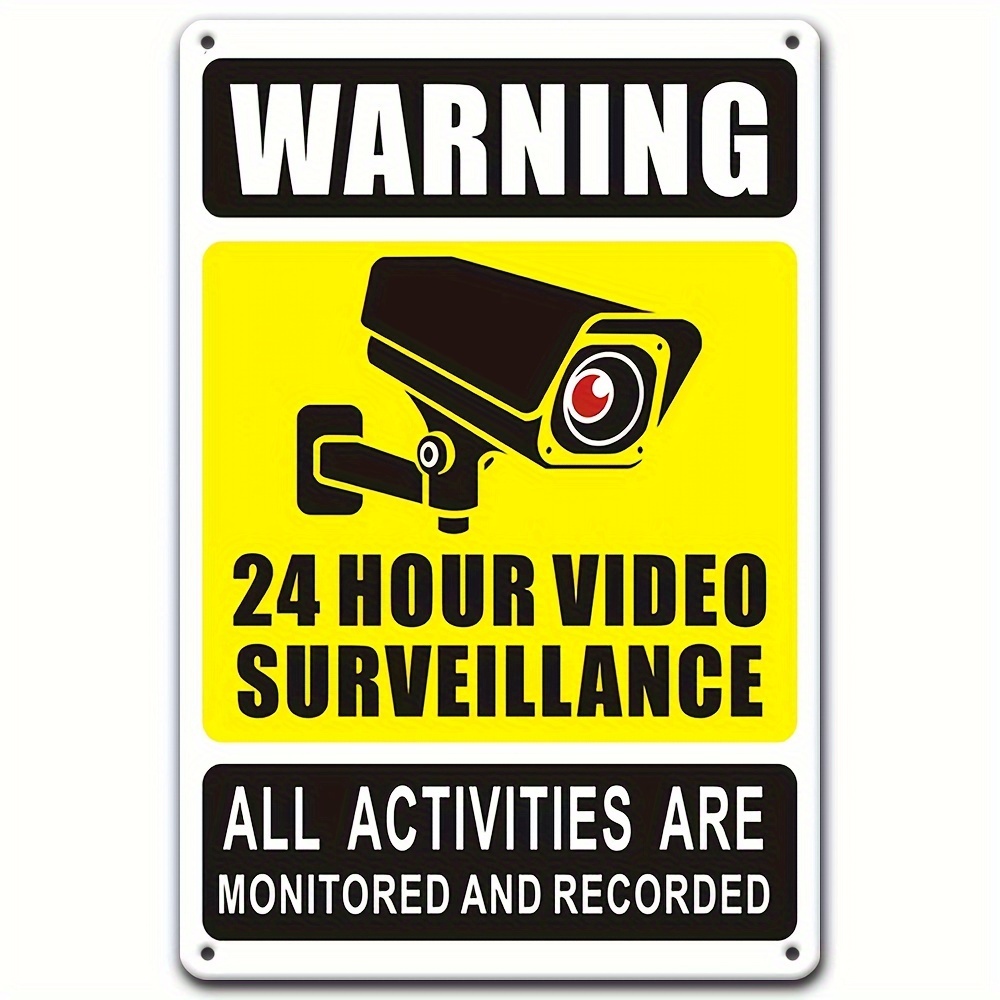 Home Decor Video - 24/7 Videoüberwachungs-Warnschild – robustes Eisenmetall mit