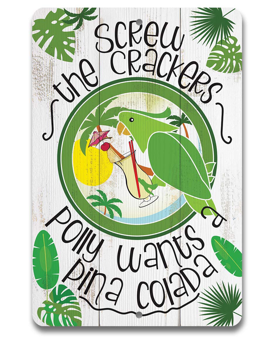 Home Decor Green - Polly Wants Pina Colada - Metallschild