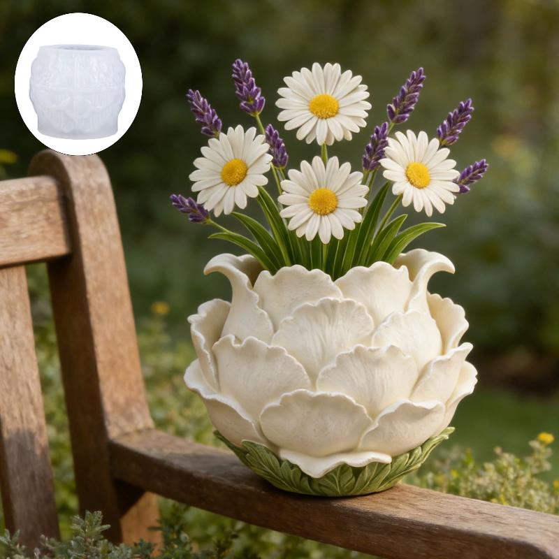 Home Decor Etsy - 3D Handgefertigte Pfingstrosen-Blumentopf-Silikonform für DIY Luxuriösen