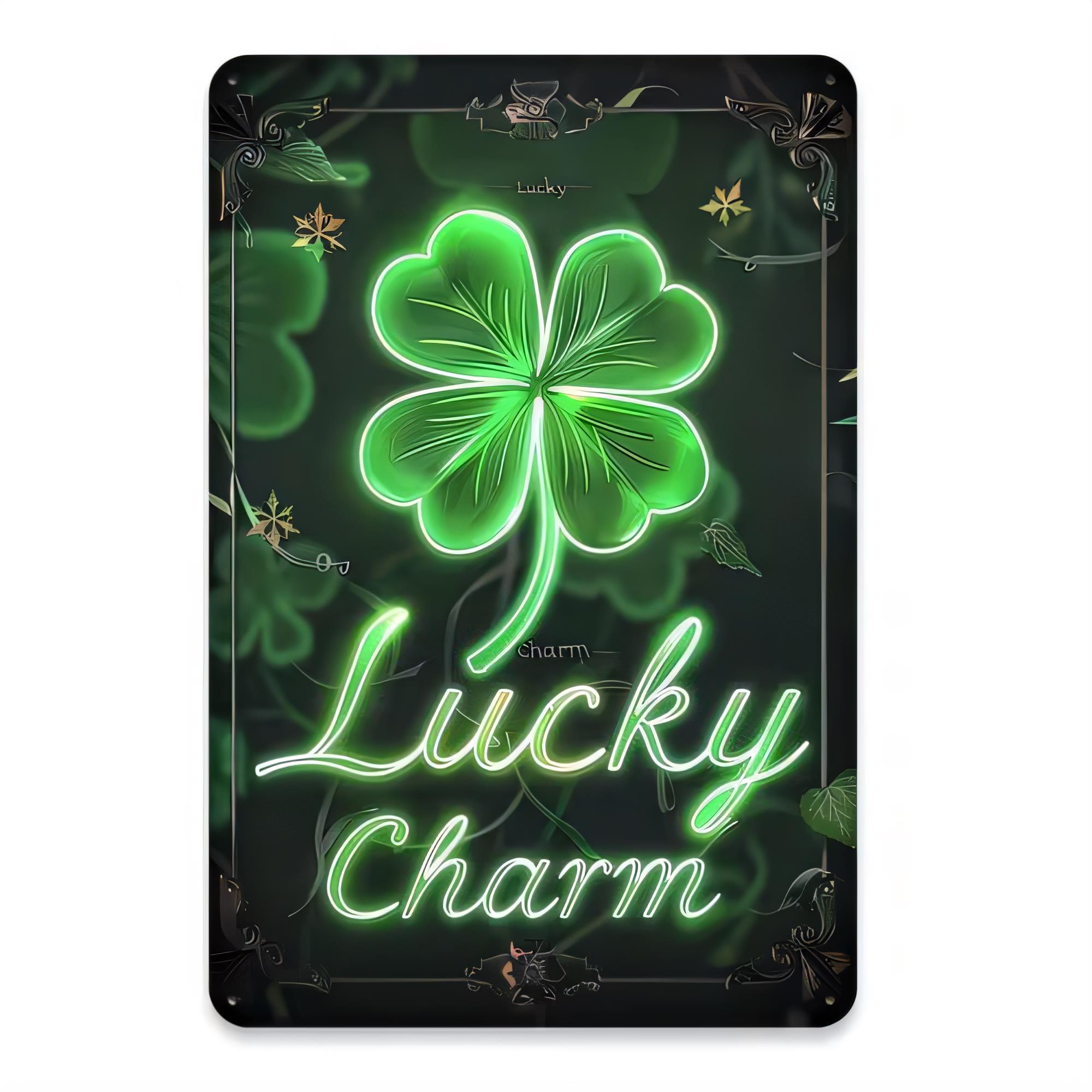 Home Decor Green - Glücksbringer-Schild aus Metall: St. Patrick Kleeblatt