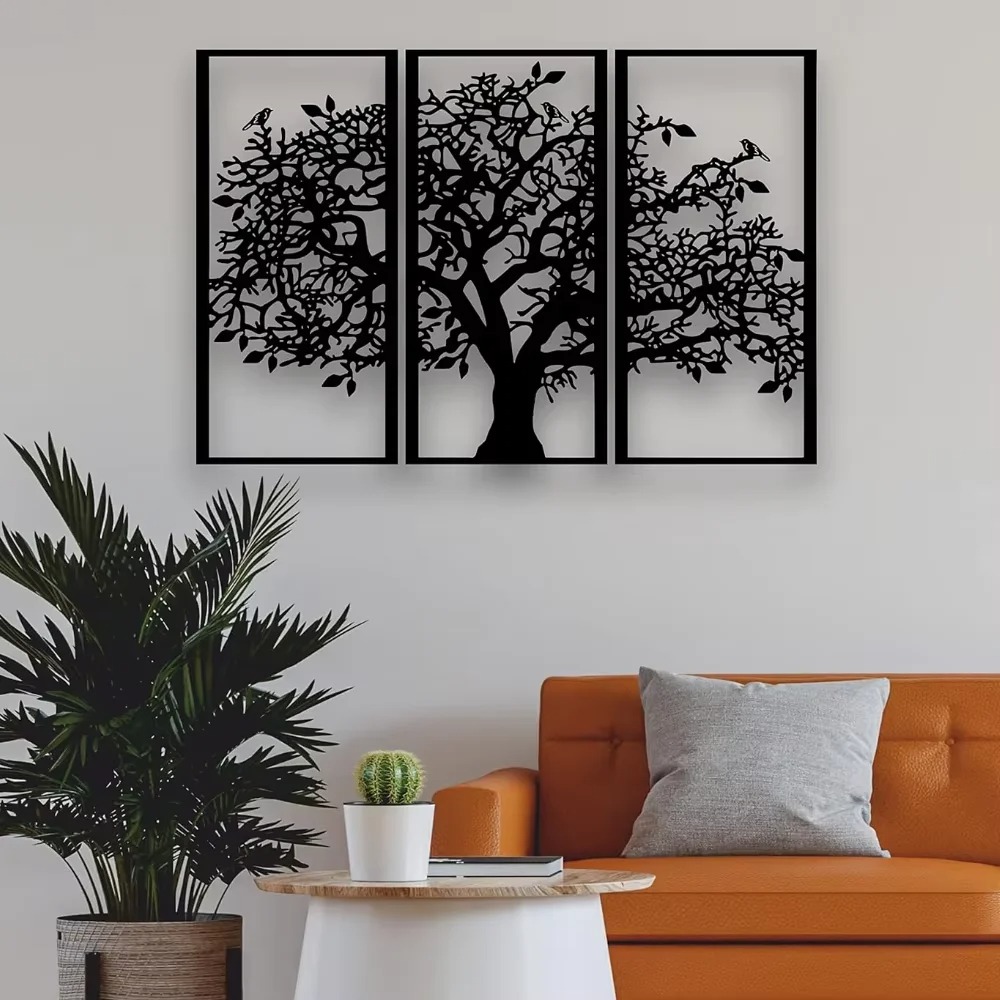 Home Decor Etsy - 3-teilige Familienstammbaum-Wanddekoration aus Metall – Baum