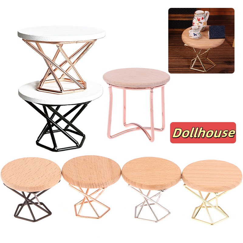 Home Decor Furniture - 1/12 Puppenhaus Simulation Couchtisch Runder Teetisch