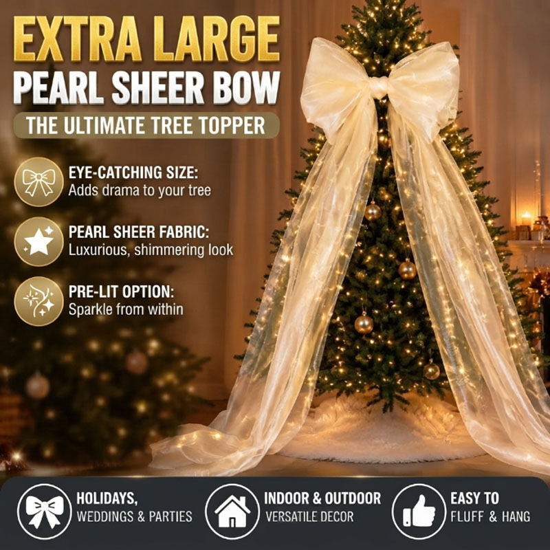 Home Decor Exchange - Atemberaubende Perlmuttfarbene Tüllschleife als Weihnachtsbaumschmuck, Ideal