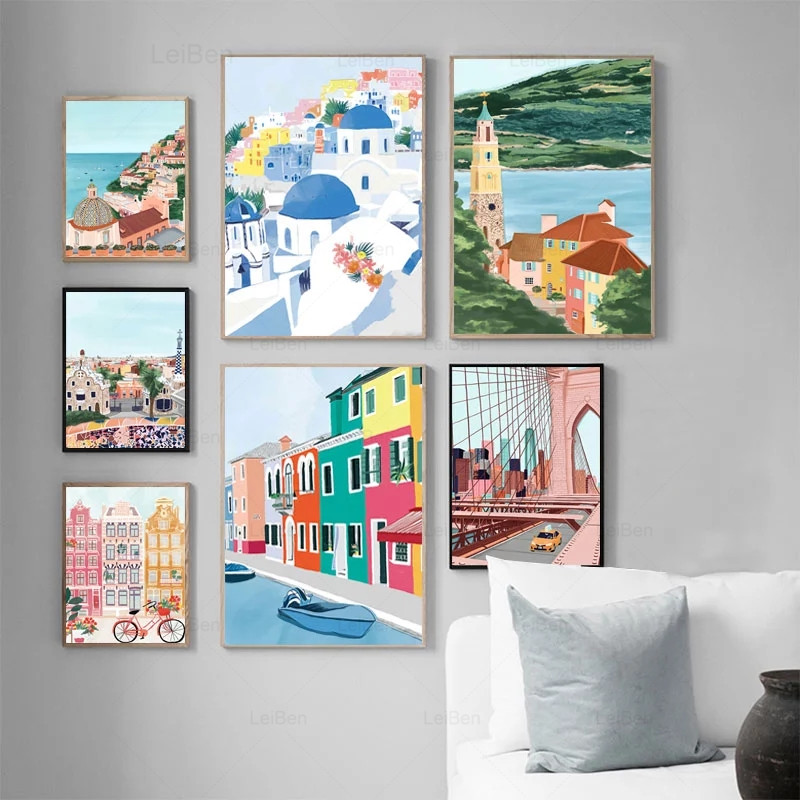 Cartoon Berühmte Stadt Landsch – Home Decor Dubai Bewertung und Preis