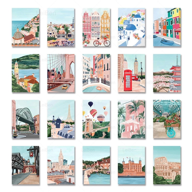 Cartoon Berühmte Stadt Landsch – Home Decor Dubai Bewertung und Preis