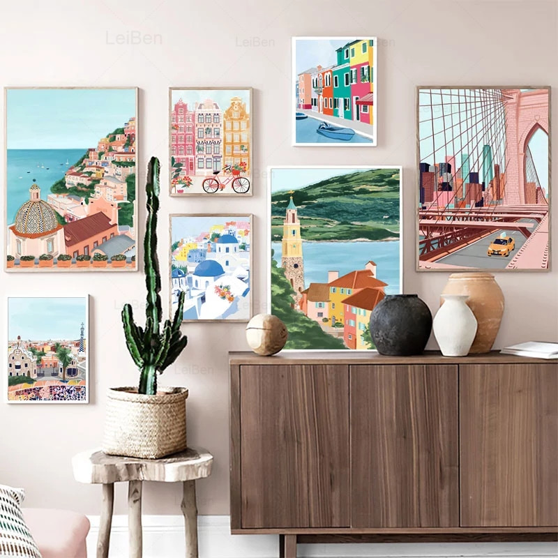 Cartoon Berühmte Stadt Landsch – Home Decor Dubai Bewertung und Preis