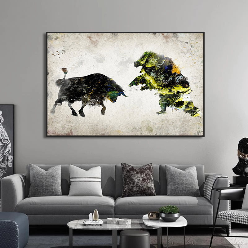 Stier und Bär spielen Schach W – Home Decor Exchange Bewertung und Preis